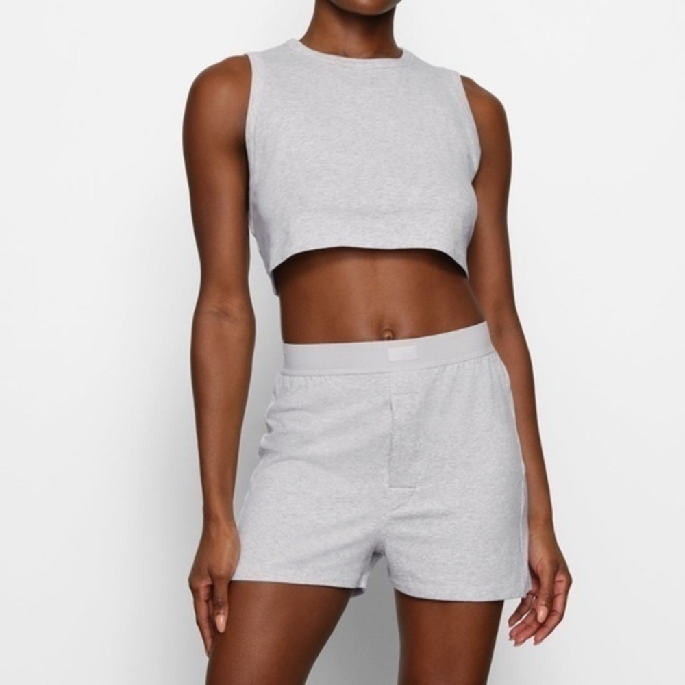Skims Boyfriend Loose Boxer Unisex Collection Light Heather Grey Small